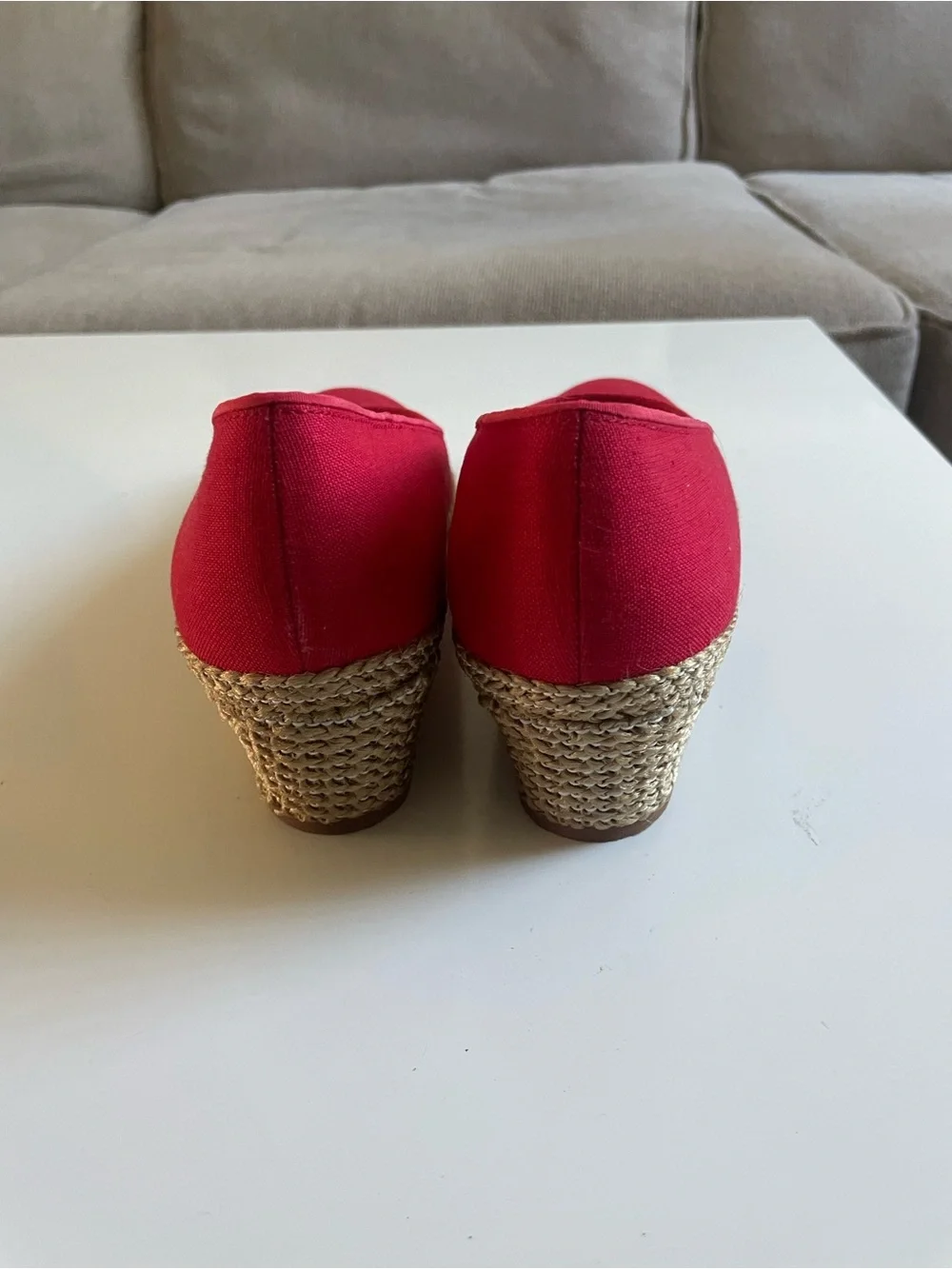 Red Espadrille Wedge Pumps - Women Red new